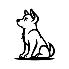 Dog logo or modern line icon. Vector line art and icon design with bold outline. Black and white Pixel Perfect minimalistic symbol isolate white background. Creative logotype