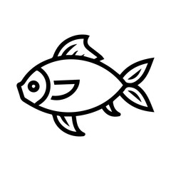 Fish logo or modern line icon. Vector line art and icon design with bold outline. Black and white Pixel Perfect minimalistic symbol isolate white background. Creative logotype
