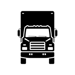 Truck icon. Black silhouette. Front view. Vector simple flat graphic illustration. Isolated object on a white background. Isolate.