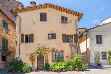 A typical stone house in the tiny village of Monticchiello, Italy 