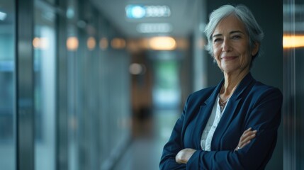 Obraz premium A person standing in a hallway with their arms crossed, possibly indicating a sense of defensiveness or resistance