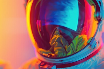 Close-up shot of a person wearing a space suit, ideal for sci-fi or futuristic themes