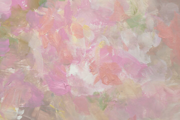 Art hand drawn watercolor and acrylic smear blot canvas painting. Abstract texture beige, pink...