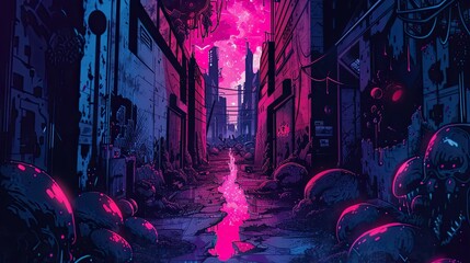 background illustration neon hell for phone