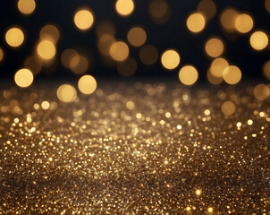 Obraz premium Glitter vintage lights background. black and gold. de-focused design