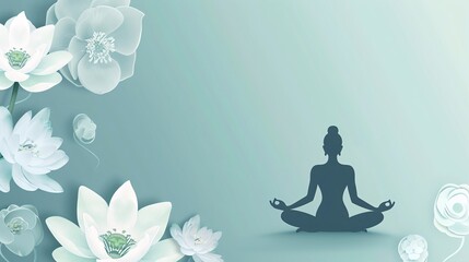 Soothing wellness and yoga elements on a clean background, with blank areas for text, great for wellness programs and yoga retreats