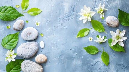 Soothing wellness and yoga elements on a clean background, with blank areas for text, great for wellness programs and yoga retreats