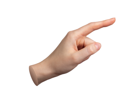 Hand gesture with pointing finger, indicating sign. Index finger, pointer isolated on white background. Election, elect, selection and option. Stretching out, outstretched reach., transparent PNG