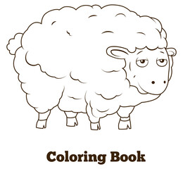 Coloring book sheep cartoon educational PNG  illustration