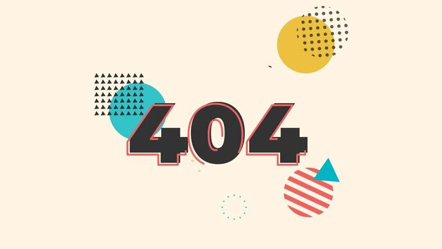 404 page not found, error, in Memphis style | 4K | Transparent Background | Green Screen | ProRes4444 | Alpha
