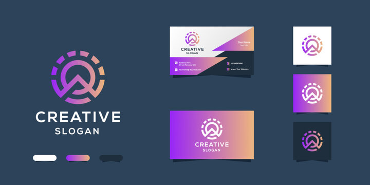 letter AOW simple logo design