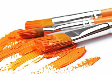 Orange Acrylic Paint Brushes