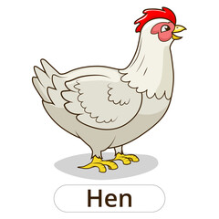 Hen animal cartoon colorful PNG illustration for children