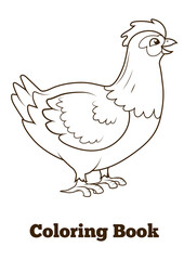 Coloring book hen chicken cartoon educational PNG illustration