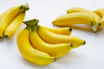 Banana fruit on white background.