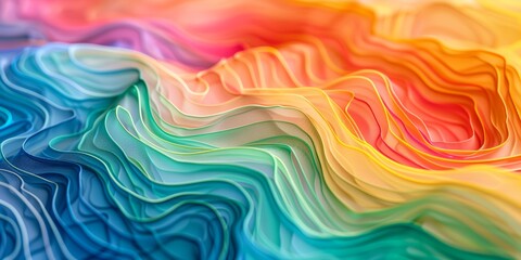 Obraz premium A colorful, abstract painting with a rainbow of colors. The painting is full of energy and movement, with the colors blending and flowing together in a dynamic way