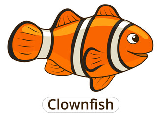 Clownfish sea fish cartoon colorful PNG illustration for children