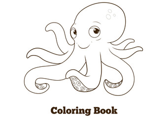 Coloring book octopus cartoon educational PNG  illustration