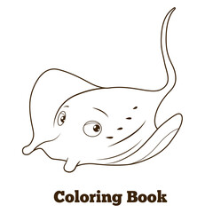 Coloring book stingray cartoon educational PNG  illustration