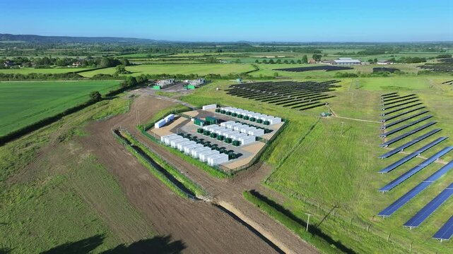 Lithium Battery Mega Packs for Power Grid Stability Aerial View