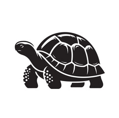 black vector illustration of a tortoise logo icon in silhouette. Perfect for branding, logos, or minimalist designs.