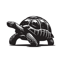 black vector illustration of a tortoise logo icon in silhouette. Perfect for branding, logos, or minimalist designs.