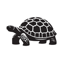 black vector illustration of a tortoise logo icon in silhouette. Perfect for branding, logos, or minimalist designs.