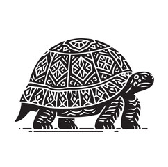 black vector illustration of a tortoise logo icon in silhouette. Perfect for branding, logos, or minimalist designs.