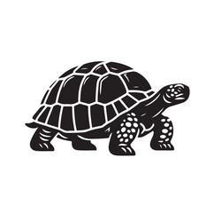 black vector illustration of a tortoise logo icon in silhouette. Perfect for branding, logos, or minimalist designs.