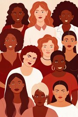 Diverse group of women in illustration