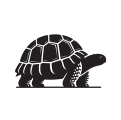 black vector illustration of a tortoise logo icon in silhouette. Perfect for branding, logos, or minimalist designs.