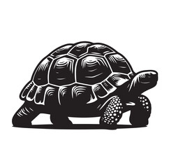 black vector illustration of a tortoise logo icon in silhouette. Perfect for branding, logos, or minimalist designs.