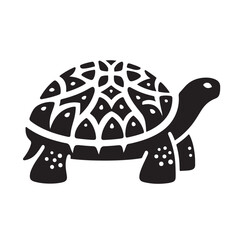 black vector illustration of a tortoise logo icon in silhouette. Perfect for branding, logos, or minimalist designs.