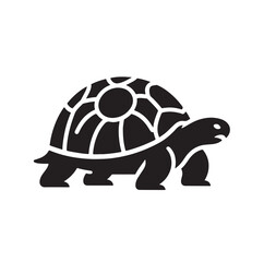 black vector illustration of a tortoise logo icon in silhouette. Perfect for branding, logos, or minimalist designs.