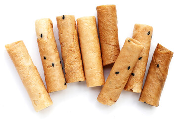 Thai snack, crispy coconut rolls