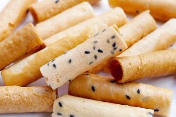 Thai snack, crispy coconut rolls