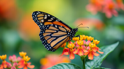 Fototapeta premium butterfly in beautiful colours on flower . in spring 