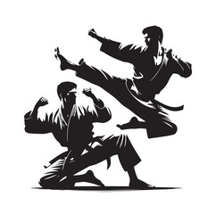 Set of Martial Arts Silhouette Vector Design