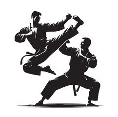 Set of Martial Arts Silhouette Vector Design
