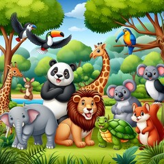 Naklejka premium animals in the jungle
