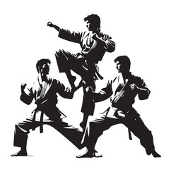 Set of Martial Arts Silhouette Vector Design