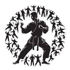 Fototapeta premium Set of Martial Arts Silhouette Vector Design