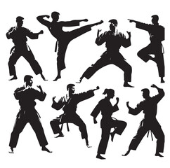 Set of Martial Arts Silhouette Vector Design