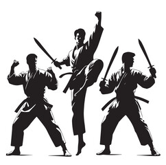 Set of Martial Arts Silhouette Vector Design