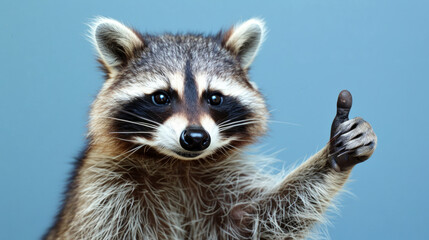 A raccoon giving a thumbs up