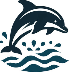 Naklejka premium dolphin jumping on the ocean icon silhouette vector style art illustration 