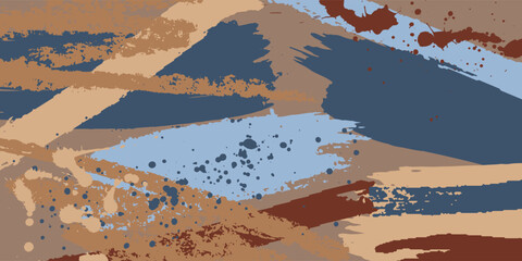 Abstract art background, colorful paint brush pattern, doodle elements of brushstroke, splash, chalk drawing. Vector illustration