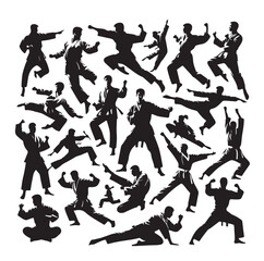 Set of Martial Arts Silhouette Vector Design