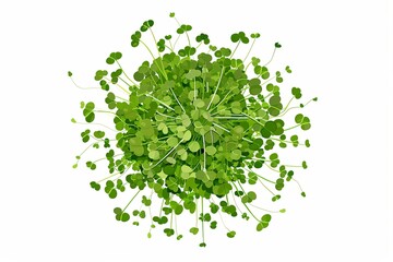 Fototapeta premium A close up view of fresh microgreens, arranged in a circular pattern on a white background. Generative AI