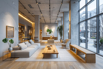Obraz premium Spacious Industrial Loft with City View